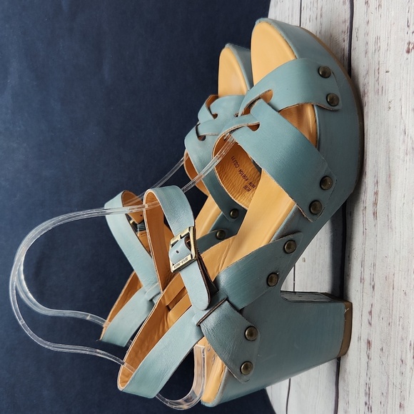 Kork-Ease Retro Deborah Leather Heeled Sandals Blue Size 8 - Picture 4 of 9
